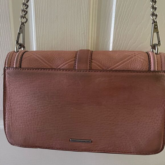 Rebecca Minkoff Chevron Love leather Quilted pink Crossbody Bag . - Picture 5 of 16